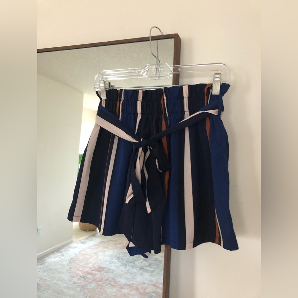 SHEIN stripped shorts with belt